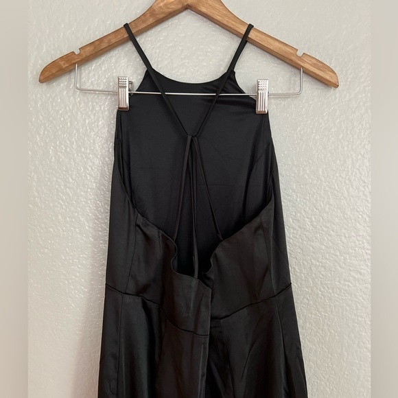 NWOT Make it Elegant Black Satin Strappy Maxi Dress - Picture 5 of 9